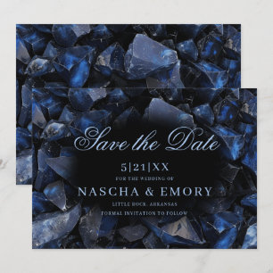 Dark Blue Boho Witch Crystals Black Wedding Save The Date