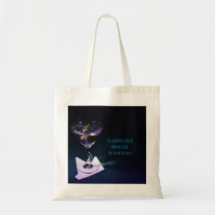 Dark Blue Bridal Party Wedding Weekend Martini  Tote Bag