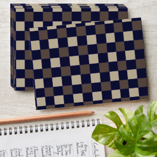 Dark Blue Brown Checks Chequerboard Pattern Envelope