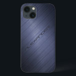 Dark Blue Brushed Aluminium Metal Look-Monogram 2 iPhone 13 Case<br><div class="desc">Dark muted blue brushed aluminium metal look pattern. Custom and optional monogram. Design is available on other products and can be requested on any product we offer at Zazzle.</div>