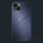 Dark Blue Brushed Aluminium Metal Look-Monogram 2 iPhone 13 Case<br><div class="desc">Dark muted blue brushed aluminium metal look pattern. Custom and optional monogram. Design is available on other products and can be requested on any product we offer at Zazzle.</div>