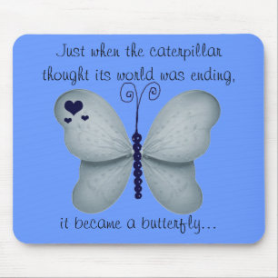 Dark Blue Butterfly Mouse Pad