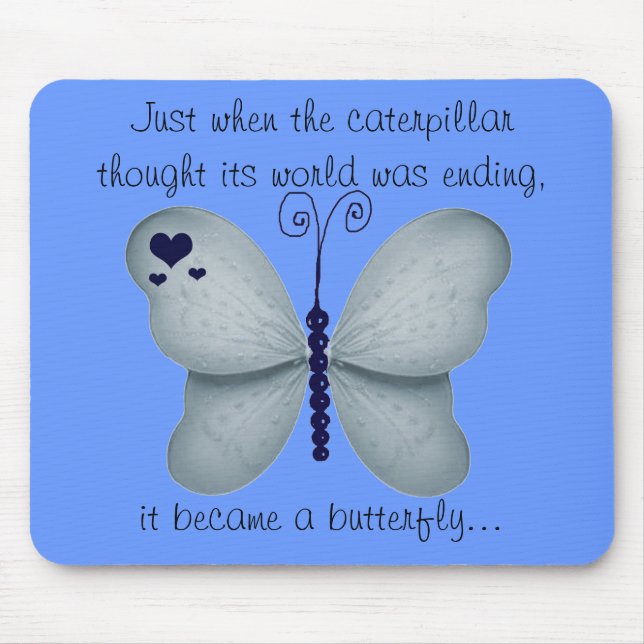 Dark Blue Butterfly Mouse Pad (Front)
