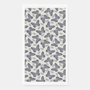 Dark blue butterfly pattern on grey background napkin