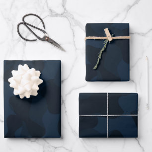 Dark Blue Camo Abstract Wrapping Paper Sheet
