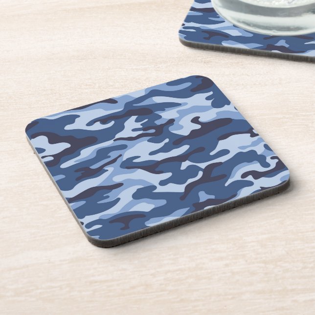 Dark Blue Camouflage Pattern Coaster (Left Side)