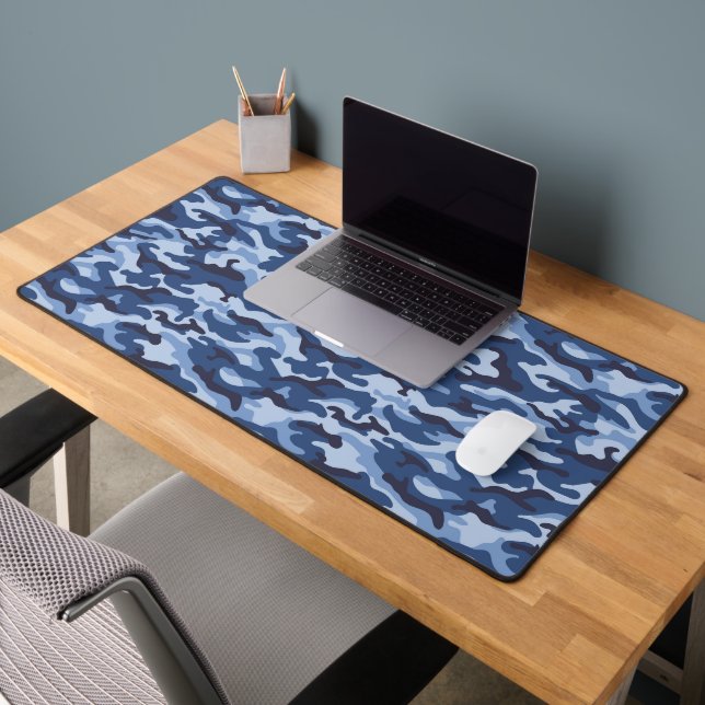 Dark Blue Camouflage Pattern Desk Mat (Office 2)