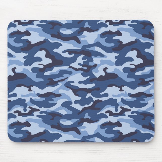 Dark Blue Camouflage Pattern Mouse Mat (Front)