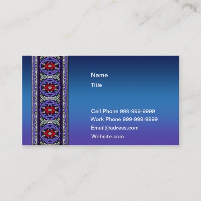 Dark Blue Celtic Lace Business Card (Front)