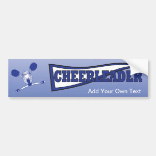 Dark Blue Cheerleader Girl Silhouette Bumper Sticker