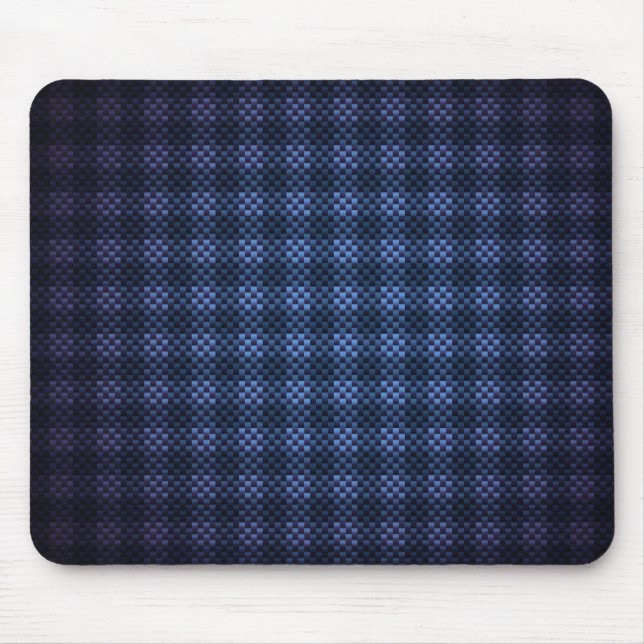 Dark blue chequered carbon fibre patterned mouse mat (Front)