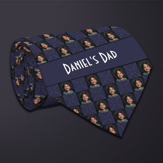 Dark Blue Chequered Photo Tie (Creator Uploaded)