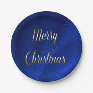 Dark Blue Christmas Paper Plate