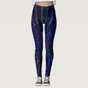 Dark Blue Colourful Fractal Structure Leggings