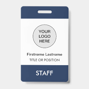 Dark Blue Company Logo Employee Name Badge ID Badge