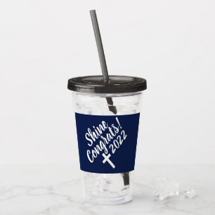 Dark Blue Congratulations Graduation Bible Verse Acrylic Tumbler