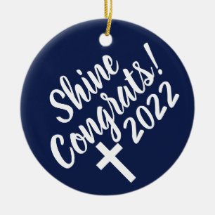 Dark Blue Congratulations Graduation Bible Verse Ceramic Tree Decoration