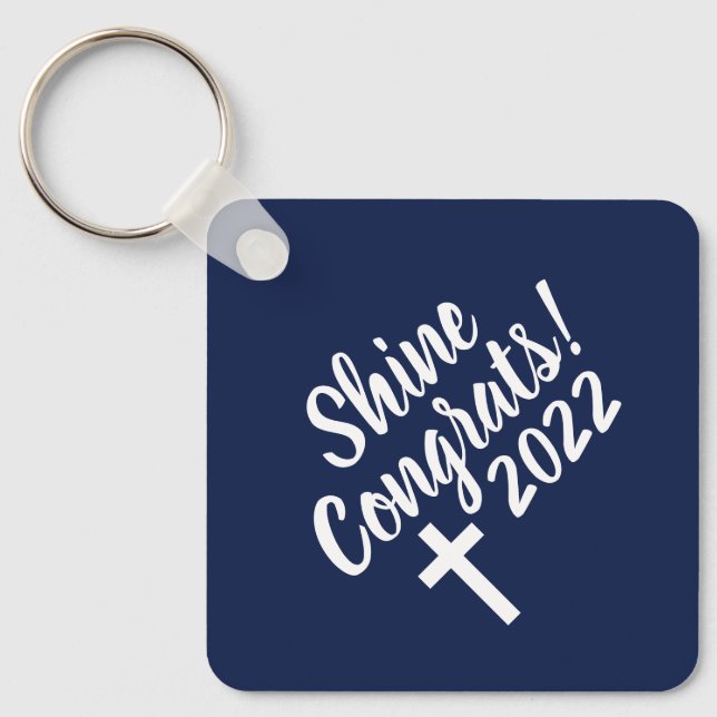Dark Blue Congratulations Graduation Bible Verse Key Ring (Front)
