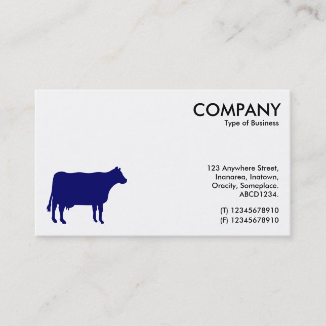 Dark Blue Cow Symbol - White Business Card (Front)