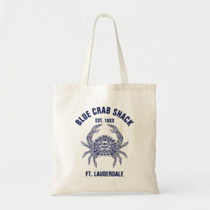 Dark-blue Crab Illustration Template Tote Bag