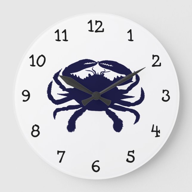 Dark Blue Crab Large Clock (Front)