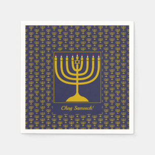 Dark Blue Customisable   Hanukkah   MENORAH Napkin