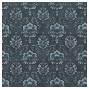 Dark Blue Damask Fabric