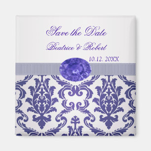 Dark blue Damask, gemstone picture Save the date Magnet