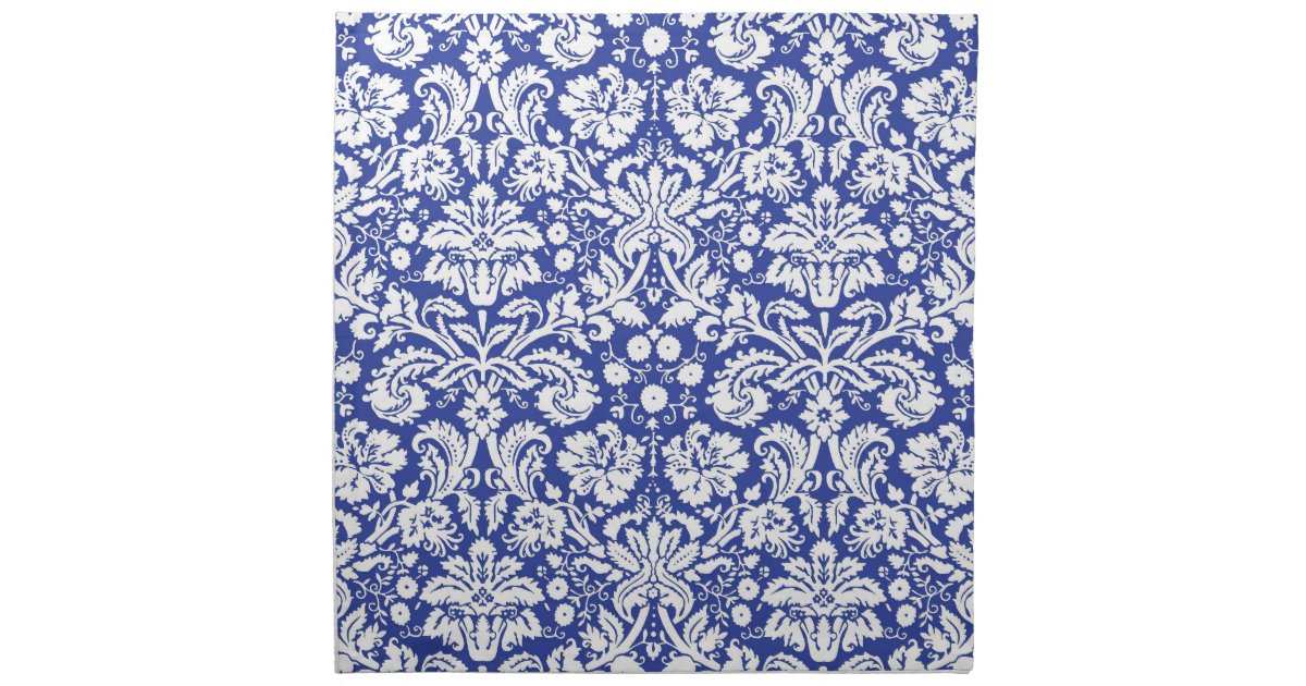 Dark blue damask pattern napkin Zazzle