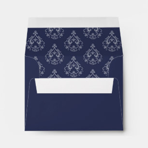 Dark Blue Damask R.S.V.P. return envelope