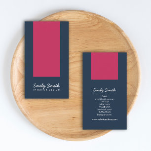 Dark Blue & Dark Pink Interior Design Social Media Business Card