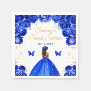 Dark Blue Dark Skin Princess Sweet Sixteen Napkin