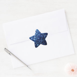Dark Blue deep shiny faux glitter sparkles Star Sticker
