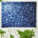 Dark Blue deep shiny faux glitter sparkles Tea Towel<br><div class="desc">Beautiful glamourous blue shiny glitters sparkles. 
Photo of blue sparkles not actual glitters!</div>