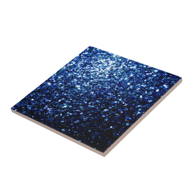 Dark Blue deep shiny faux glitter sparkles Tile (Side)
