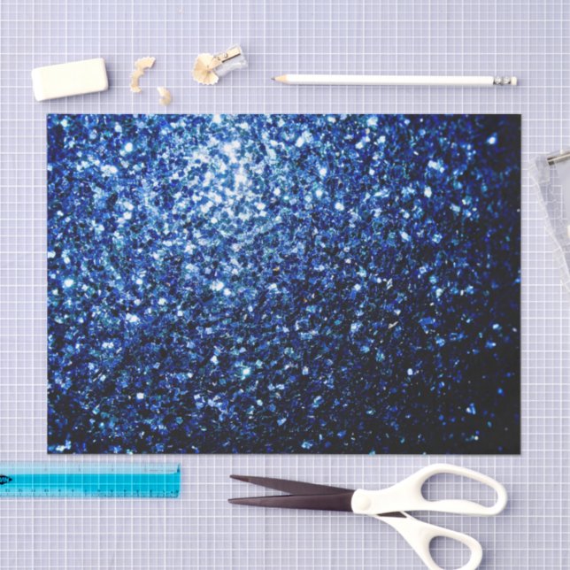 Dark Blue deep shiny faux glitter sparkles Tissue Paper (Craft)