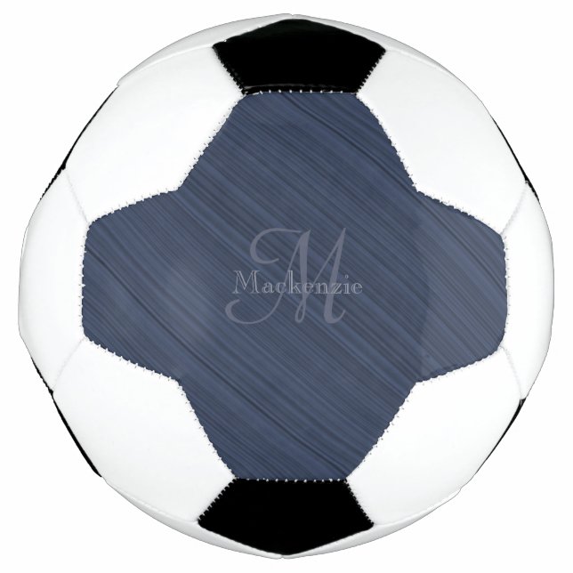 Dark Blue Diagonal Stripes Custom Monogram Name Football (Front)