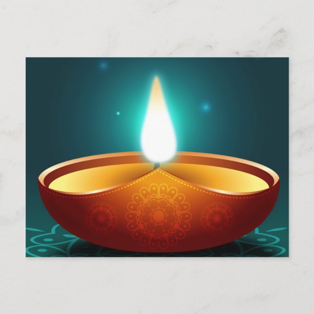 Dark Blue Diwali Candlelight Postcard (Front)