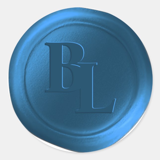 Dark Blue Double Monogram Faux Wax Seal Stickers (Front)
