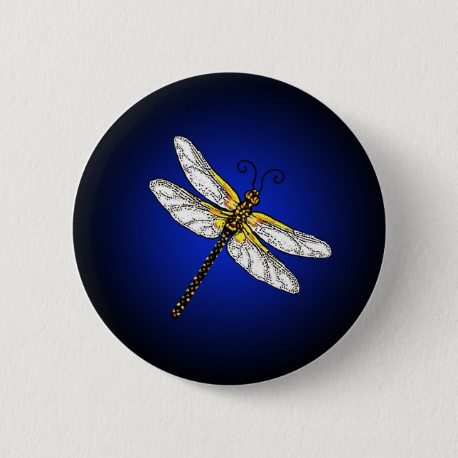 Dark Blue Dragonfly Dragonflies Button (Front)