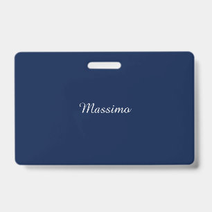 Dark Blue Elegant Casual Own Name Handwriting ID Badge