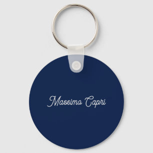 Dark Blue Elegant Casual Own Name Handwriting Key Ring