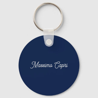 Dark Blue Elegant Casual Own Name Handwriting Key Ring