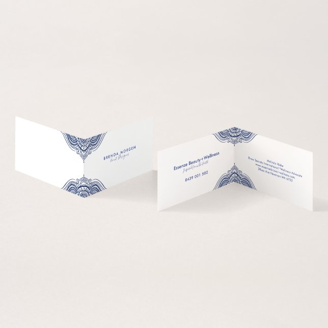 Dark blue elegant mandala business card (Inside and Outside)