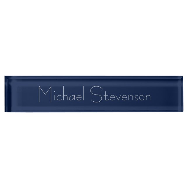 Dark Blue Elegant Modern Business Nameplate (Front)