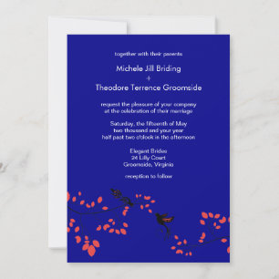 Dark Blue Elegant Spring Weddings Custom Invitatio Invitation