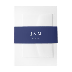 Dark Blue Elegant Wedding Belly Band Invitation Belly Band