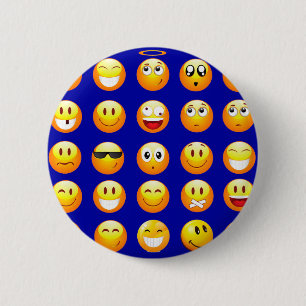 dark blue emojis 6 cm round badge