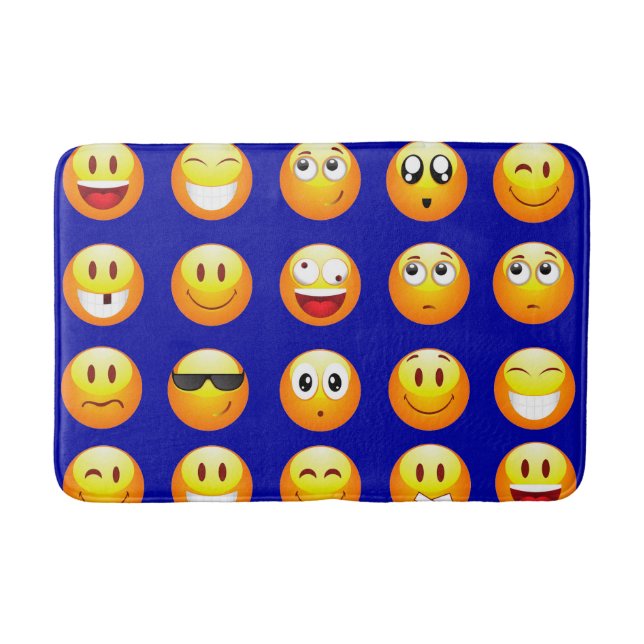 dark blue emojis bathroom bathmat bath mat (Front)