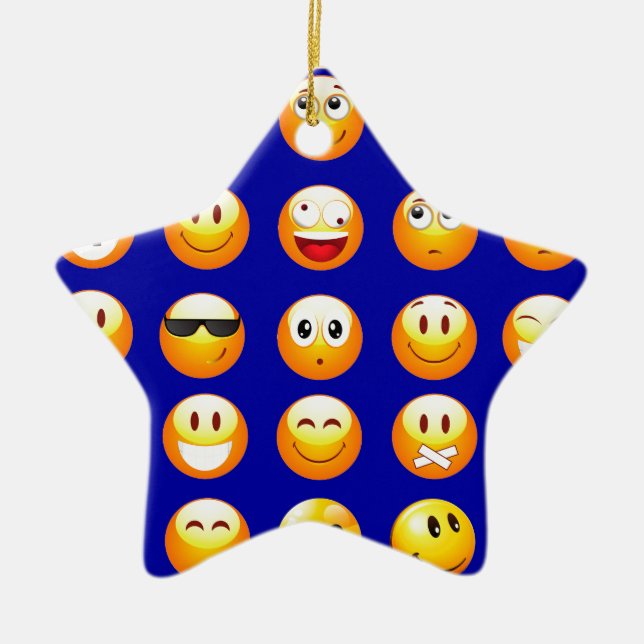 dark blue emojis ceramic tree decoration (Front)